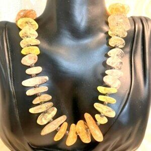 Vintage Natural Citrine Nugget Bead Necklace | Polished Stone Statement Jewelry